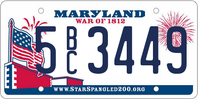 MD license plate 5BC3449