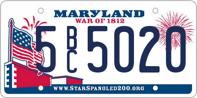 MD license plate 5BC5020