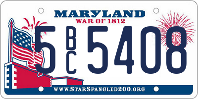 MD license plate 5BC5408