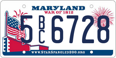 MD license plate 5BC6728