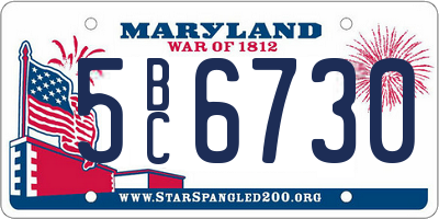 MD license plate 5BC6730