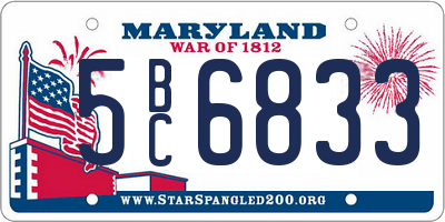 MD license plate 5BC6833