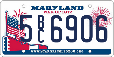 MD license plate 5BC6906