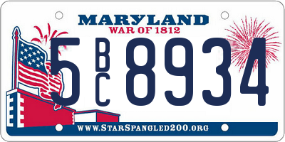 MD license plate 5BC8934