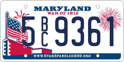 MD license plate 5BC9361
