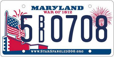 MD license plate 5BD0708