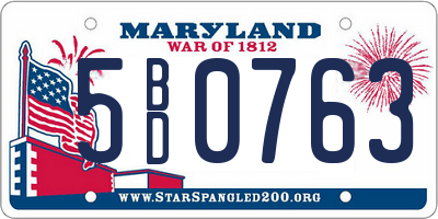 MD license plate 5BD0763