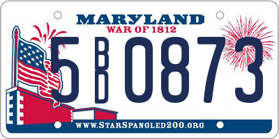 MD license plate 5BD0873