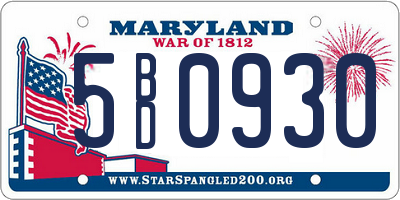 MD license plate 5BD0930