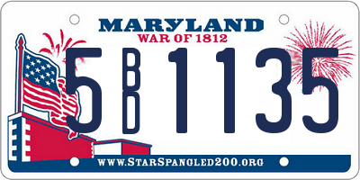 MD license plate 5BD1135
