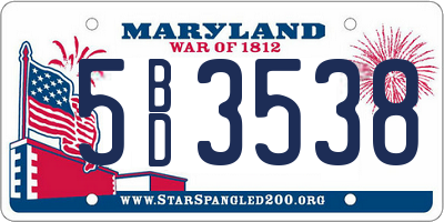 MD license plate 5BD3538