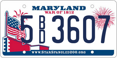 MD license plate 5BD3607