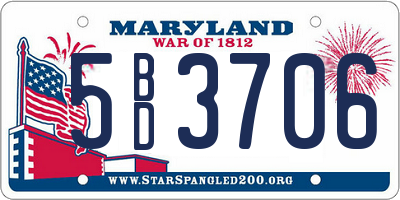 MD license plate 5BD3706