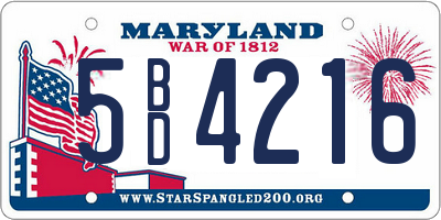 MD license plate 5BD4216