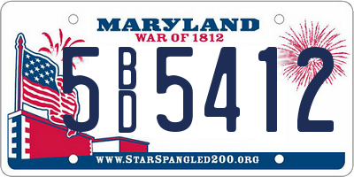 MD license plate 5BD5412