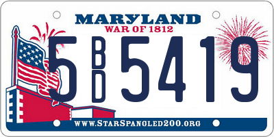 MD license plate 5BD5419