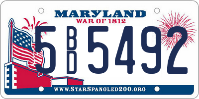 MD license plate 5BD5492