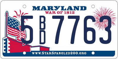 MD license plate 5BD7763