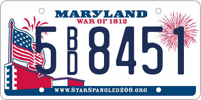 MD license plate 5BD8451