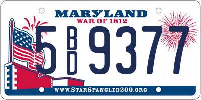 MD license plate 5BD9377