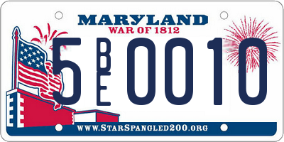 MD license plate 5BE0010