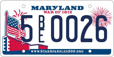 MD license plate 5BE0026