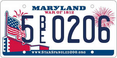 MD license plate 5BE0206