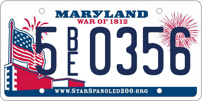 MD license plate 5BE0356