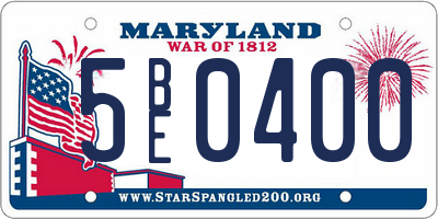 MD license plate 5BE0400