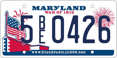 MD license plate 5BE0426