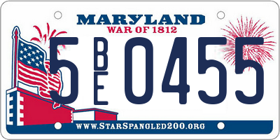 MD license plate 5BE0455