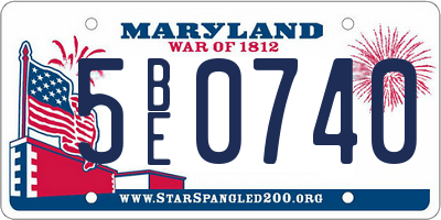 MD license plate 5BE0740