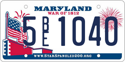 MD license plate 5BE1040