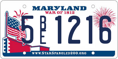 MD license plate 5BE1216