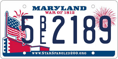 MD license plate 5BE2189