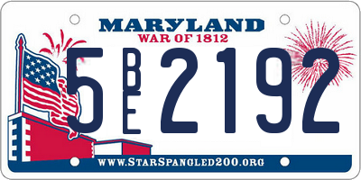 MD license plate 5BE2192