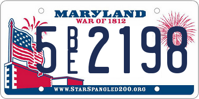 MD license plate 5BE2198
