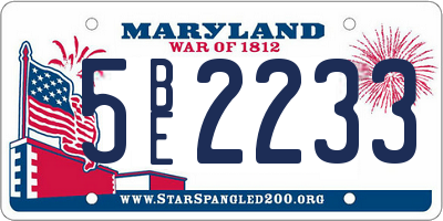 MD license plate 5BE2233