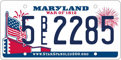 MD license plate 5BE2285