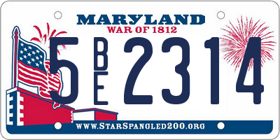 MD license plate 5BE2314