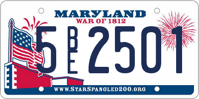 MD license plate 5BE2501