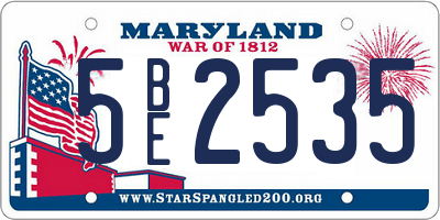 MD license plate 5BE2535