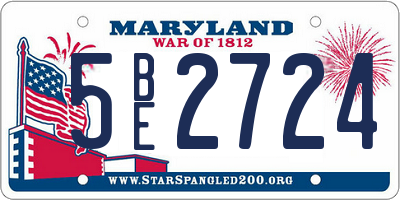 MD license plate 5BE2724