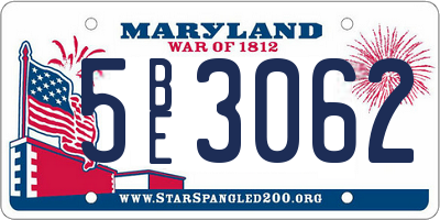 MD license plate 5BE3062