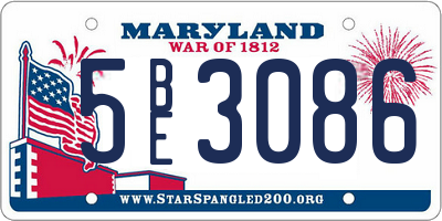 MD license plate 5BE3086