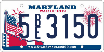 MD license plate 5BE3150