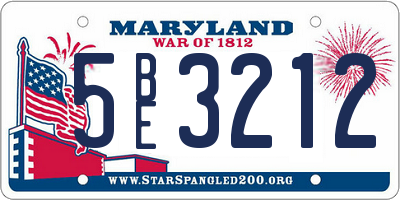 MD license plate 5BE3212