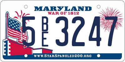 MD license plate 5BE3247