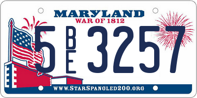 MD license plate 5BE3257