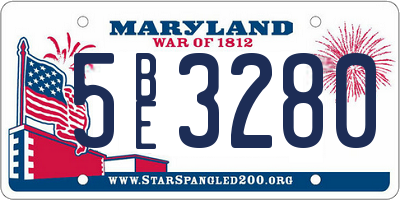 MD license plate 5BE3280